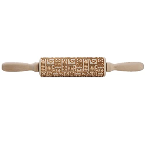 Rolling Pins Rolling Pin Wooden Roller Baking Embossing Kitchen Tool