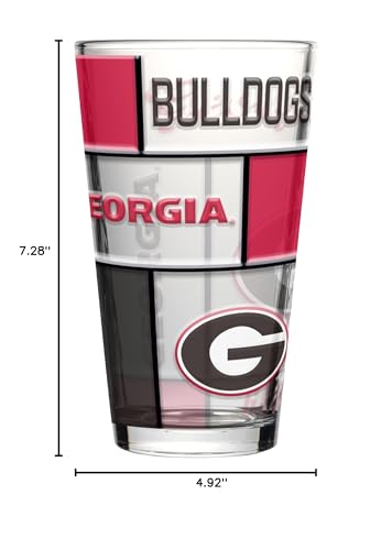 Image of Logo Brands NCAA oz Stained Glass Pint Glass - 3D Embossed Logo & Bold Team Colors - Durable Sports Fan Beer Glass for Home, Bar & Tailgates