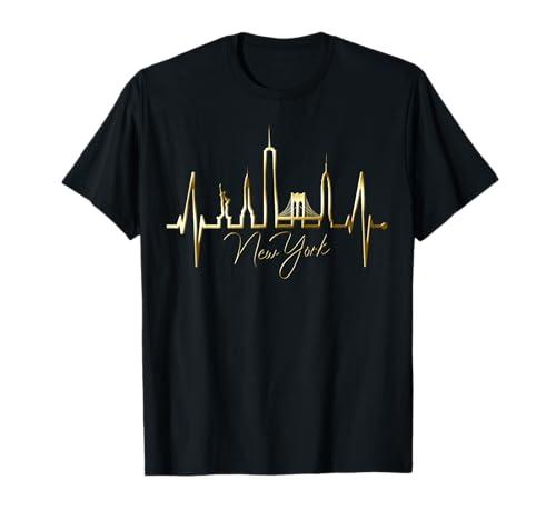 New York Skyline Herzschlag Freiheitsstatue NYC USA New York T-Shirt