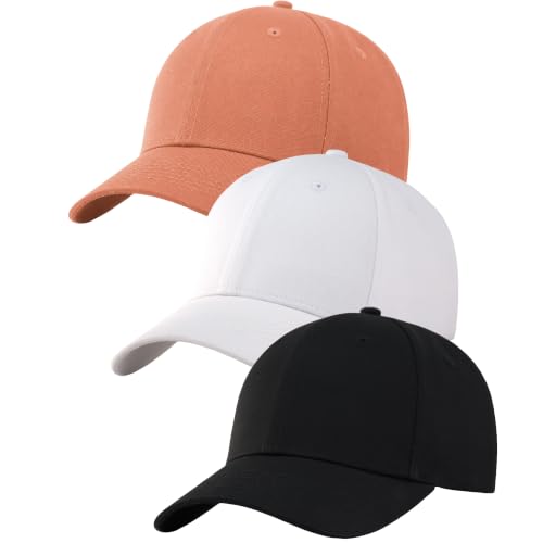 Image of 3 Pack Plain Cotton Strapback Baseball Hat Adjustable Low Profile Blank Team Ball Caps for Men Women
