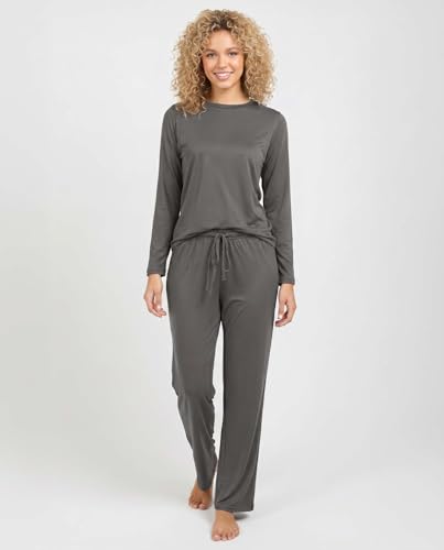 Image of Real Essentials 2 Pack: Women's Long Sleeve Pajama Sets - Soft Comfy 2 Piece PJ Set Matching Ladies Sleepwear (Plus Size)