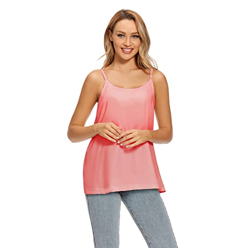 Image of Womens Loose Camisole Top with Built in Padded Bra Flowy Pleated Tank Cami Top