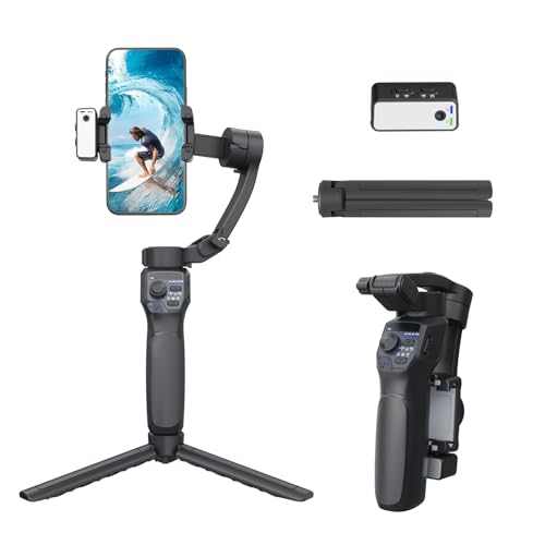 Opiniones de Estabilizadores - los preferidos. 41 Estabilizador 3 Ejes para Celular con Seguimiento AI, Control Remoto Desmontable, Luz LED Magnética - Gimbal Profesional para Video ,Ultraligero y Plegable,Gimbal Profesional...