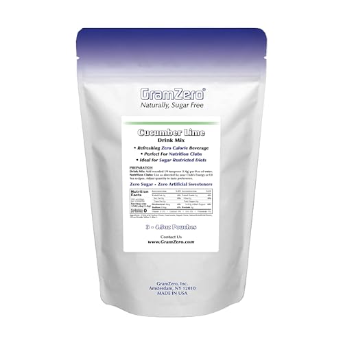 GramZero Cucumber Lime Zero Calorie Sugar Free Drink Mix, Great For Nutrition Club Loaded Teas, Stevia Sweetened