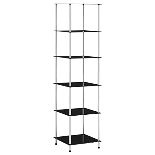 Estantería de acero inoxidable y vidrio templado con acabado negro moderno 2