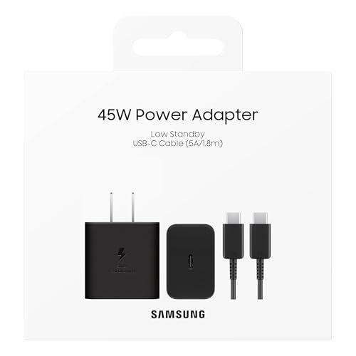 Image of SAMSUNG 45W Wall Charger Power Adapter, Cable Not Included, Super Fast Charging for Galaxy Phones, Tablets and USB Type C Devices, Low Standby Power Consumption, EP-T4511NBEGUS, Black