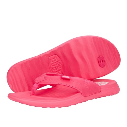 HEYDUDE Women's Christi Flip Mono Flip Flop Sandal, Electric Pink, Size 8 - image 4