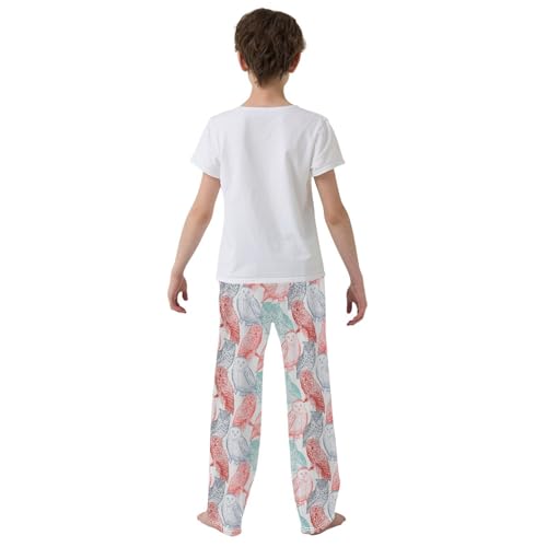 Colorful Owl Boys Long Pants Soft Trousers Elastic Waist Kids Lounge Bottoms with Pockets S-XL3