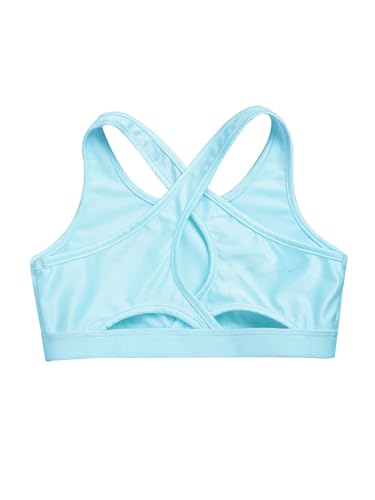 Kids Girls Pure Color Sports Bra Crisscross Keyhole Back Crop Tops Yoga Jogging Running Training Bras4