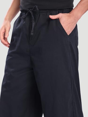 Image of BENE KLEED Men's Solid Cotton Trousers | Mid Rise Waist | Full Length | Relaxed Fit |