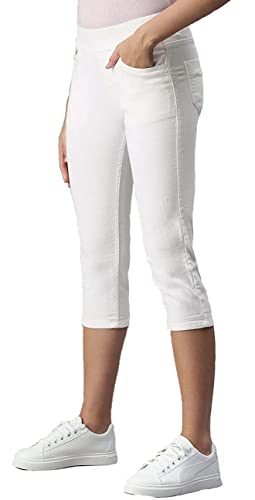 Image of ADBUCKS Womens Slim Fit Denim Lycra Stretchable Capri Mid Rise with Elasticated Waistband (Multi Color & Plus Size Also Available)
