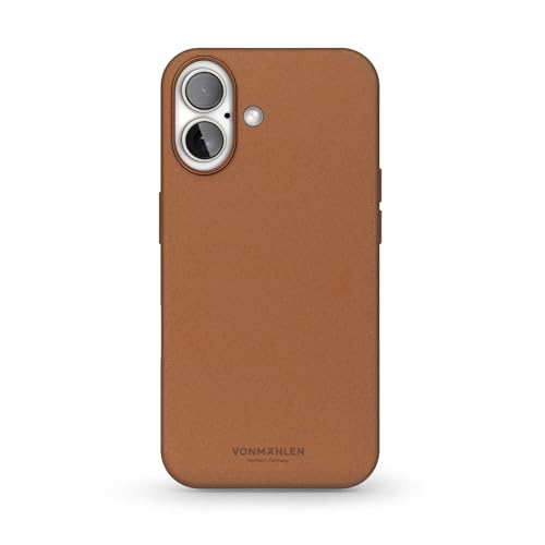 VONMÄHLEN Like Leather Case - Funda de piel vegana de lujo compatible con iPhone 16 y Mag-Safe, ecológica y elegante, color marrón