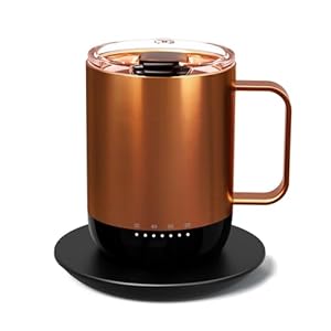 vsitoo Temperature-Controlled Self-Heating Smart Coffee Tea Mug 14 Oz, Smart Travel Mug with Manual & APP Controlled Coffee Warmer, Rechargeable and Battery Powered, LED Light, Auto Off (Copper)