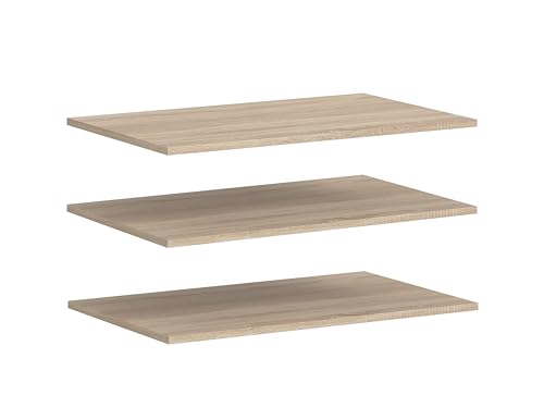 xonox.home – Einlegebodenset 77x2x33 cm in Sonoma Eiche Nachbildung – 3-teiliges Set aus Regalböden zur individuellen Schrankeinteilung – Zusätzliche Ablageflächen in natürlicher Holzoptik