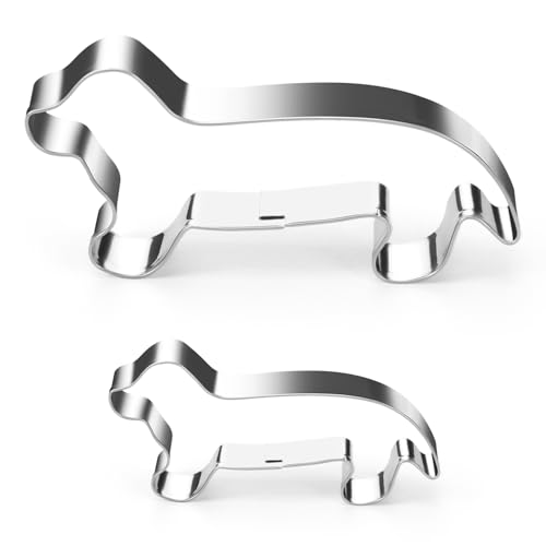 2 formine per biscotti a forma di cane, bassotto, biscotti, in acciaio inox, per cani, bassotto, per cuocere e fai da te