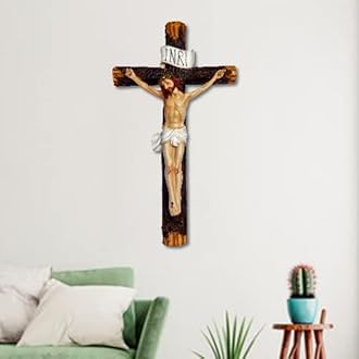 16 Inch Holy Cross Showpiece Idol Catholic Wall Decorative Christian Statues Figurine For Home Decor Craft Gifts For House Warming For Living Room