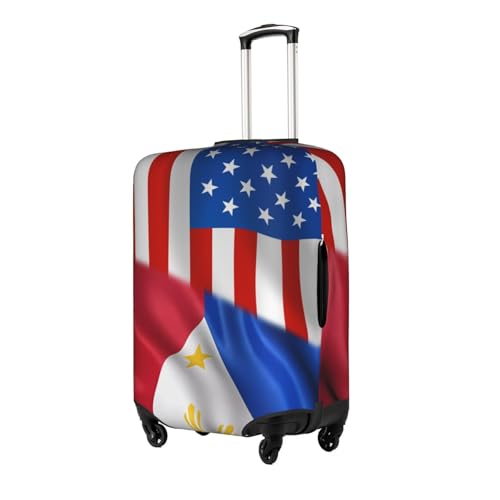 Travel Luggage Cover America Flag And Philippines Flag Fashion Washable Baggage Suitcase Protector Fit For Luggage Small2
