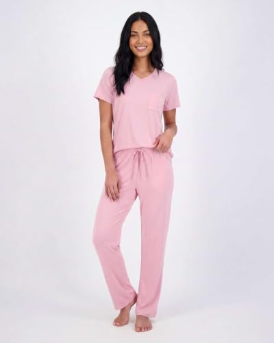 Image of Real Essentials 2 Pack: Women's Comfy Pajama Sets - Short Sleeve Ladies Loungewear Sleepwear PJs (Available In Plus)
