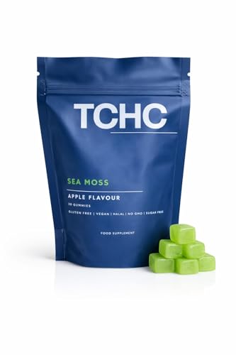 TCHC - Premium Vegan Sea Moss Gummy - 3000 mg - UK Made - Great Immune Digestive and Mineral Support. Thyroid Well-Being. Skin Hydration. 1 Months Supply