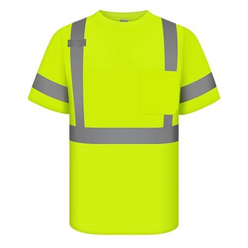 Graunton Camisas de alta visibilidad para hombre, camisas reflectantes con manga corta para correr por la noche, trotar, ciclismo, mangas cortas de alta visibilidad para voluntarios, guardia de