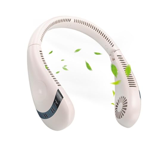 Ventilador portátil - Cocido más fresco, ventilador personal sin hoja | Ventilador plegable en banda de cuello con un fuerte Circulador de batería recargable con dispositivo de flujo de aire flu