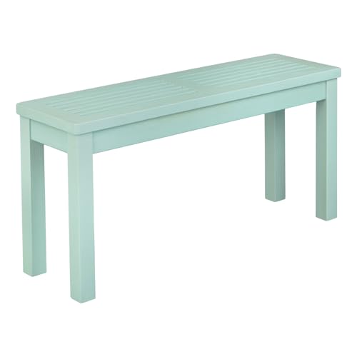 Image of VINGLI Outdoor Wooden Bench, 40 inch Porch Bench Outdoor Backless Garden Bench, Small Outdoor Bench for Deck Patio Entryway (Mint Green, 40in)