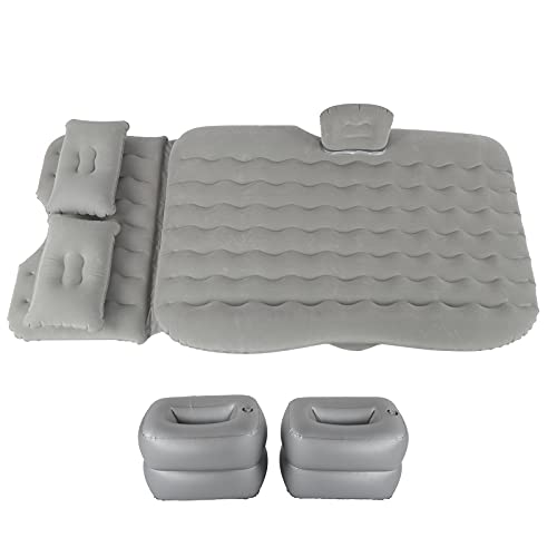 Sahgsa Colchón de Aire Inflable para Coche, Cama de Aire Flocada Universal Portátil Gris para Viajes y Acampadas