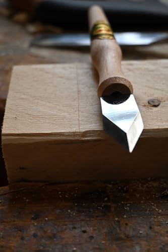 Kirschen Couteau à Tracer, Lame en Acier à Haute Teneur en Carbone, Manche en Hêtre Rouge, Outil de Marquage de Précision