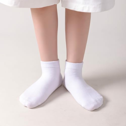 EPEIUS Kids' Low Cut Ankle Socks Cotton Seamless Toe Sport Athletic Socks for Boys Girls White Black Navy 4/8 Pack3