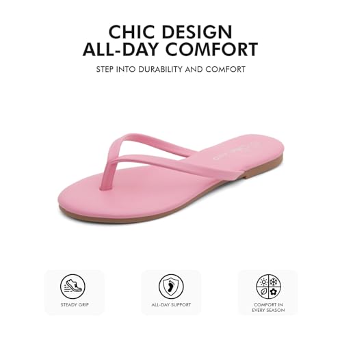 Image of Shoe Land Thong Flip Flops for Women, Memory Foam Flat Sandals, Lightweight Summer Slides, Non Slip Comfort Sandals for Beach, Travel and Everyday Wear
