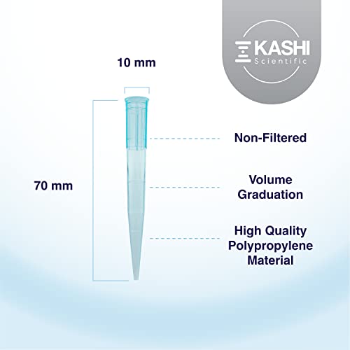 Kashi Scientific 1000uL Universal Non-Filter Pipette Tips, 1mL Sterile Low Binding Blue Pipet Tips with Graduation, DNase/RNase Free [1000uL, 500pcs]