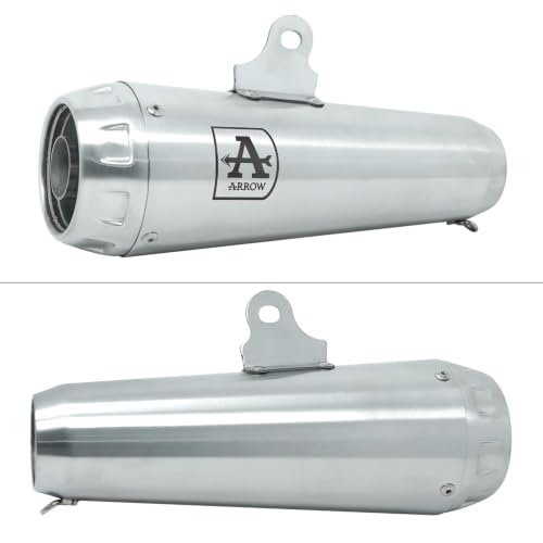Image of Stainless Steel Motorcycle Exhaust Silencer Muffler | Slip-On Bike Exhaust with Deep Sporty Sound | Rust Resistant | High Flow Performance Exhausts Canister for Street Bikes, Sports (Pack of 1)