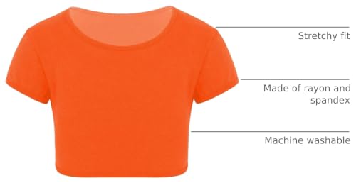 Image of Loxdonz Girls Basic Dance Crop Top Kids Plain Short Sleeve Crop T-Shirt Tees Top