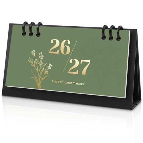 KONVINIT Small Desk Calendar 2026-2027 6.3 x 3.1 2026 Desk Calendar - Runs From January 2026 Until December 2027 24 Months Mini Desktop Calendar for School Home and Office Supplies