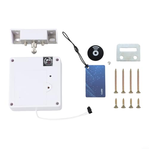 Honseadek Cerradura de cajón para armario y cajón, cerradura electrónica sin llave con tarjeta de sensor NFC, cerradura invisible segura para el hogar, batería baja blanca
