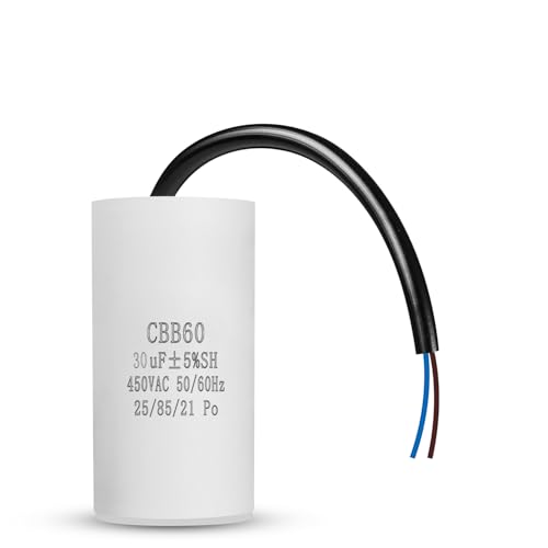 Iruihoo CBB60 Condensateur de démarrage moteur, 450V 30uf 50/60Hz, antiparasite, microfarad à fil
