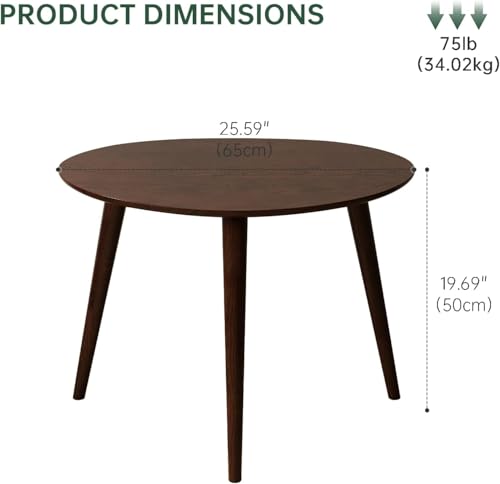 Image of Small Oval Coffee Table, 25.6'' Small Mid Century Modern End Table for Living Room, 100% Solid Sheehsam Wood Side Table,