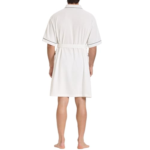 SIORO Waffle Knit Robe for Men, Short Lightweight Bathrobe with Kimono & Pockets, Short-Sleeves Summer Loungewear for Spa3