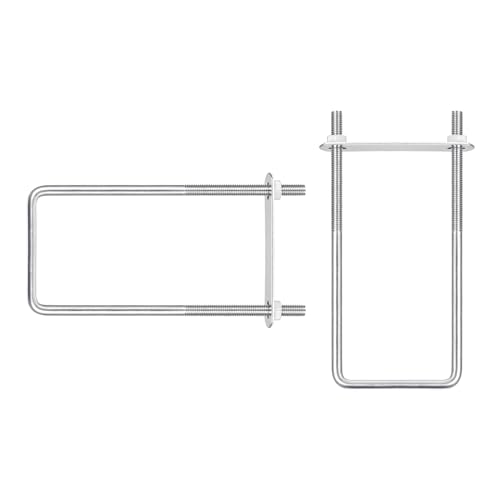 Image of DTGN M8x70x180mm(ThreadxWxL) Square U Bolt - 2Pack - Good for Trailer Pipe Replacement Parts - 304 Stainless Steel U Shape Bolts