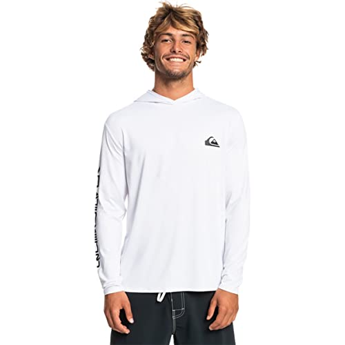 Quiksilver Mens Long Sleeve Uv Protection Hooded Rashguard - Omni Session Hooded (White, Large) #TOP6