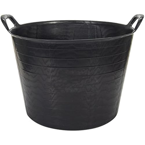 ANTIHUMEDADES Pack 5 Capazos con Asa Reforzada (Negro, 42l) - Flexibles y Resistentes: Jardinería, Construcción, Lavanderías, Tareas Agrícolas
