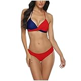 Women's Color Block Bikini Sets Summer Swimsuits Wrapped Bathing Swimwear Backless Sexy Cross Front 2 Piece Swimsuit