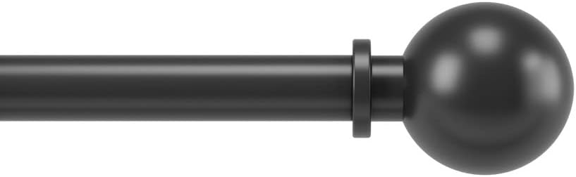 Umbra Bolas Modern 1-Inch Curtain Rod, Includes 2 Matching Finials, Brackets & Hardware, 72 to 144-Inch, Matte Black Single Rod 72" to 144" Black
