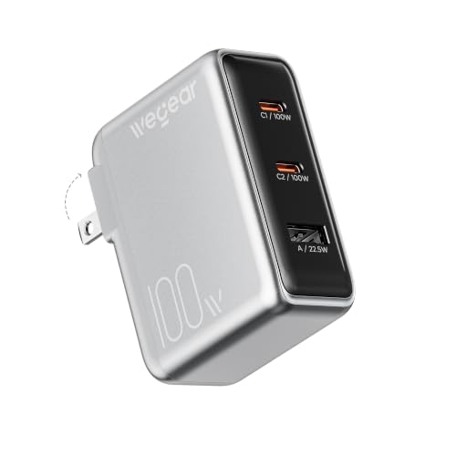 3-Port wegear 100W GaN Slim USB-C Wall Charger w/ Foldable Plug (2 colors) - image 1