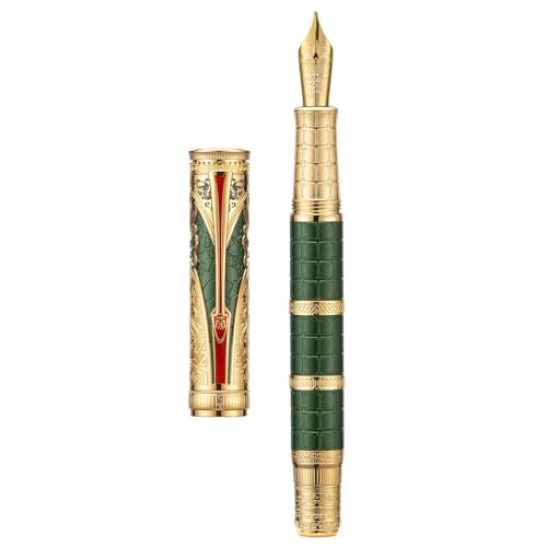 Stylo-plume vert Hongdian D5X pointe moyenne contre les ratures et mains fatiguées