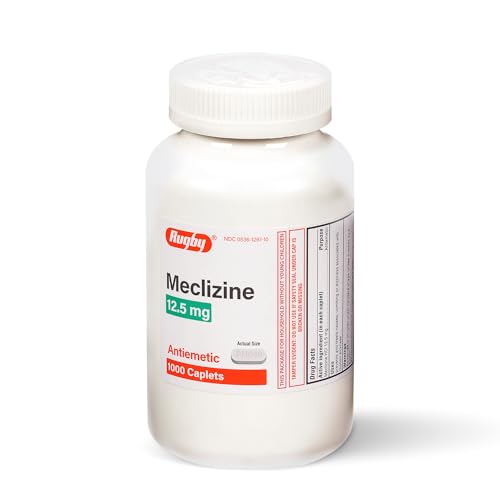 Rugby Meclizine 12.5 mg Antiemetic Caplets for Symptoms Related to Motion Sickness– Travel and Cruise Essentials, 1000 Caplets