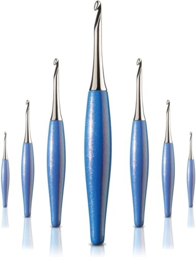 Image of Furls Crochet Hook, Odyssey Blue, Nickel Plated Tip for Effortless Glide, Ergonomic Handle Crochet Hooks 7 inch (Odyssey Blue, M - 8.00MM)