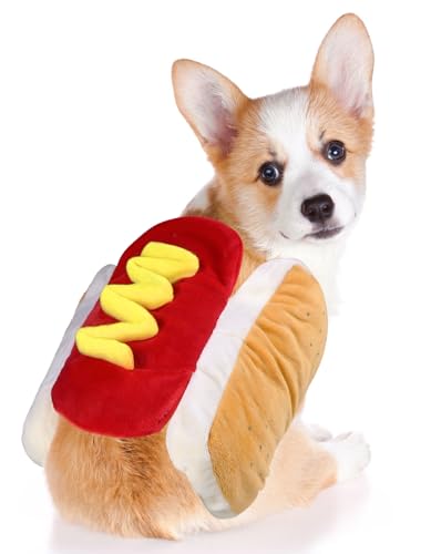 GOYOSWA Dog Hot Dog Costume, Dog Halloween Costumes Funny Pet Hot Dog Costume for XS Small Medium Dogs Cats Pets (Small)