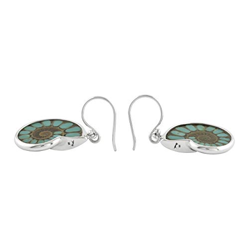 Starborn Ammonite with Turquoise Inlay Earrings in Sterling Silver - Image 5