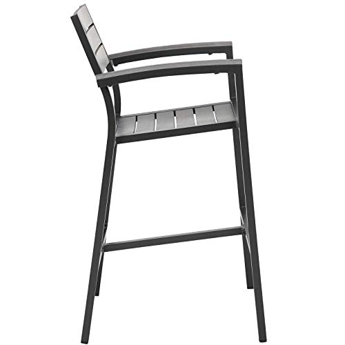 Modway Maine Aluminum Outdoor Patio Bar Stool in Brown Gray by Modway - Image 2